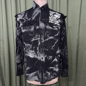 Men's Black and Gray Graphic Shirt Jacket